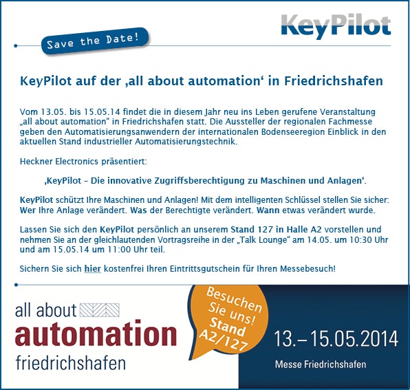 Heckner Electronics mit KeyPilot auf der "all about automation" in Friedrichsha