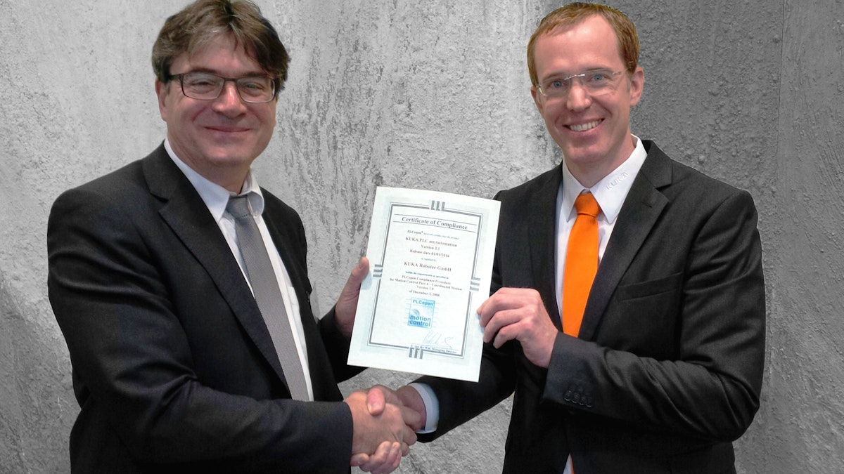 Steuerungssoftware KUKA.PLC mxAutomation 2.1 von PLCopen zertifiziert