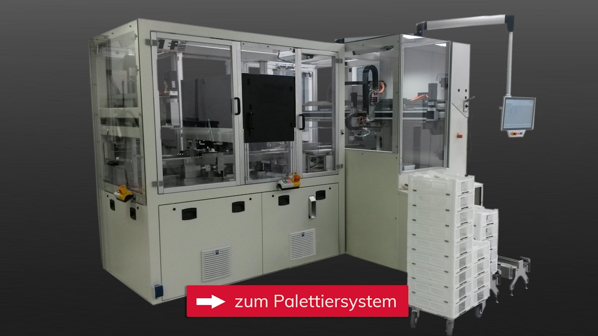 Flexibles Palettiersystem für Karpulen-Packmaschine