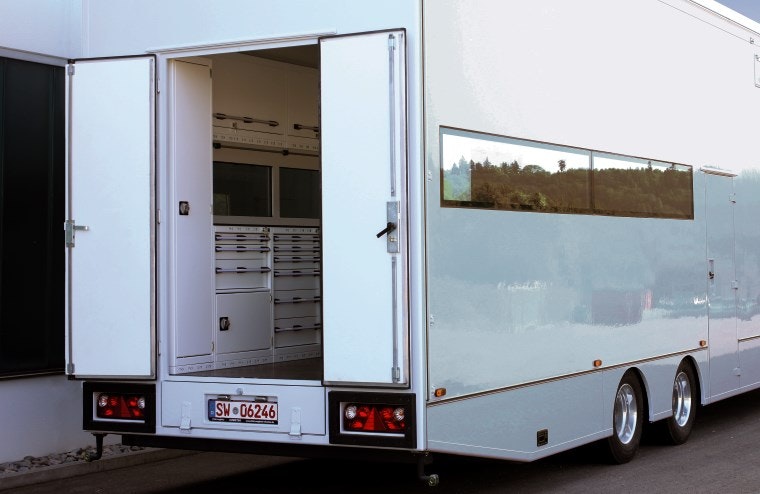 cubio Betriebseinrichtung im SRAM Truck für den Support beim Mountainbike Worldcup cubio