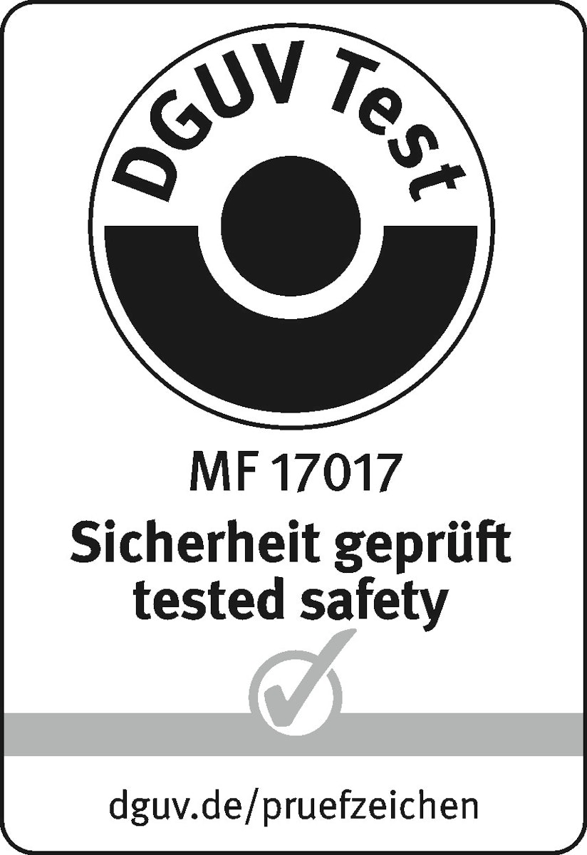 DGUV Test-Zeichen für Schutzeinrichtung X-Guard von Axelent