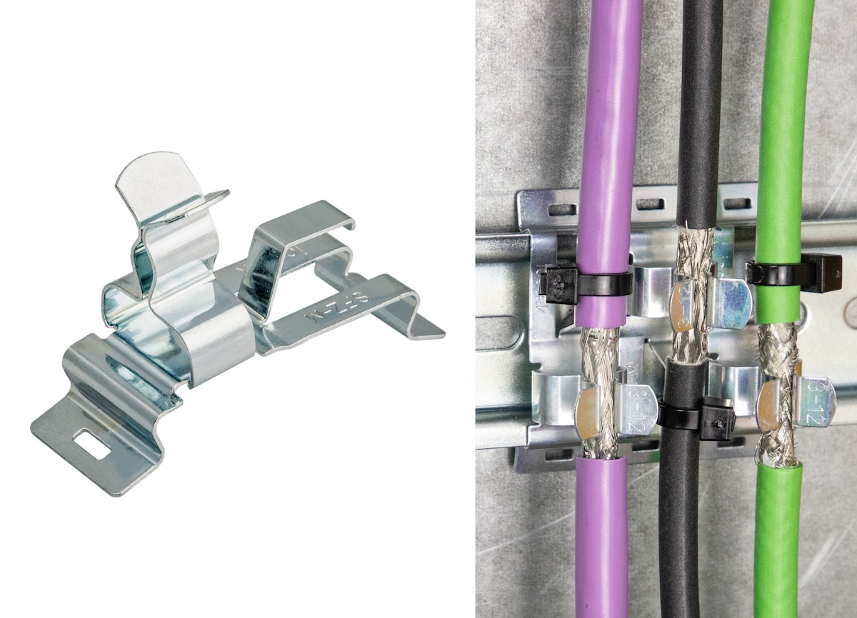 Platzsparende EMV Schirmklammer für Hutschiene in neuem Design