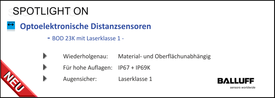 Balluff optoelektronische Distanzsensoren BOD 23K mit Laserklasse 1