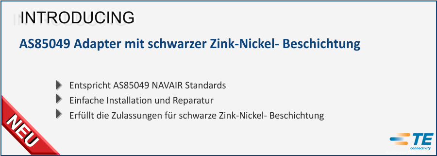 TE's AS8509 Adapter mit schwarzer Zink-Nickel- Beschichtung 