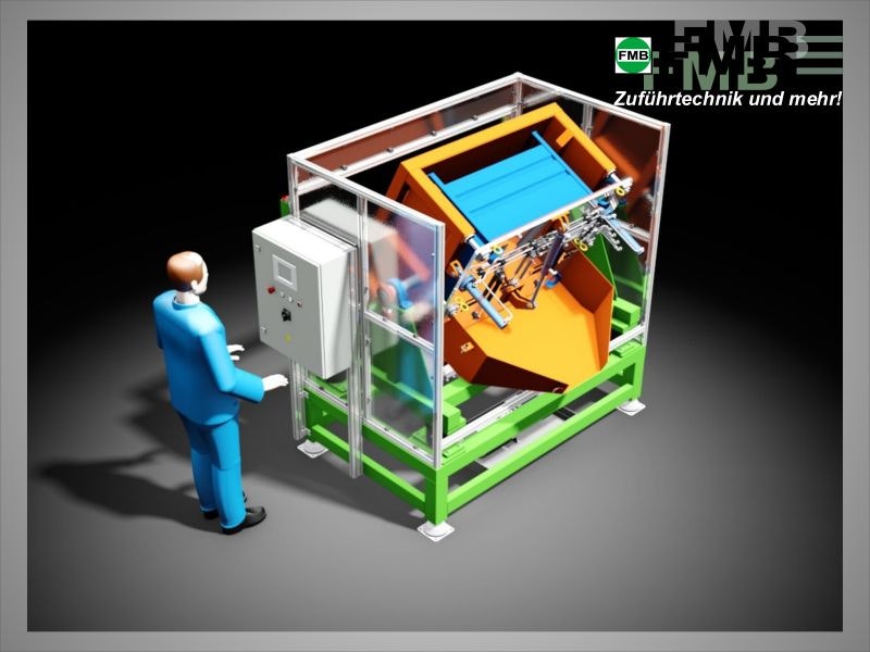 Behälter-Kippgerät mit Gleitfördertechnik - Die neue Art der Behälterentleerung!
