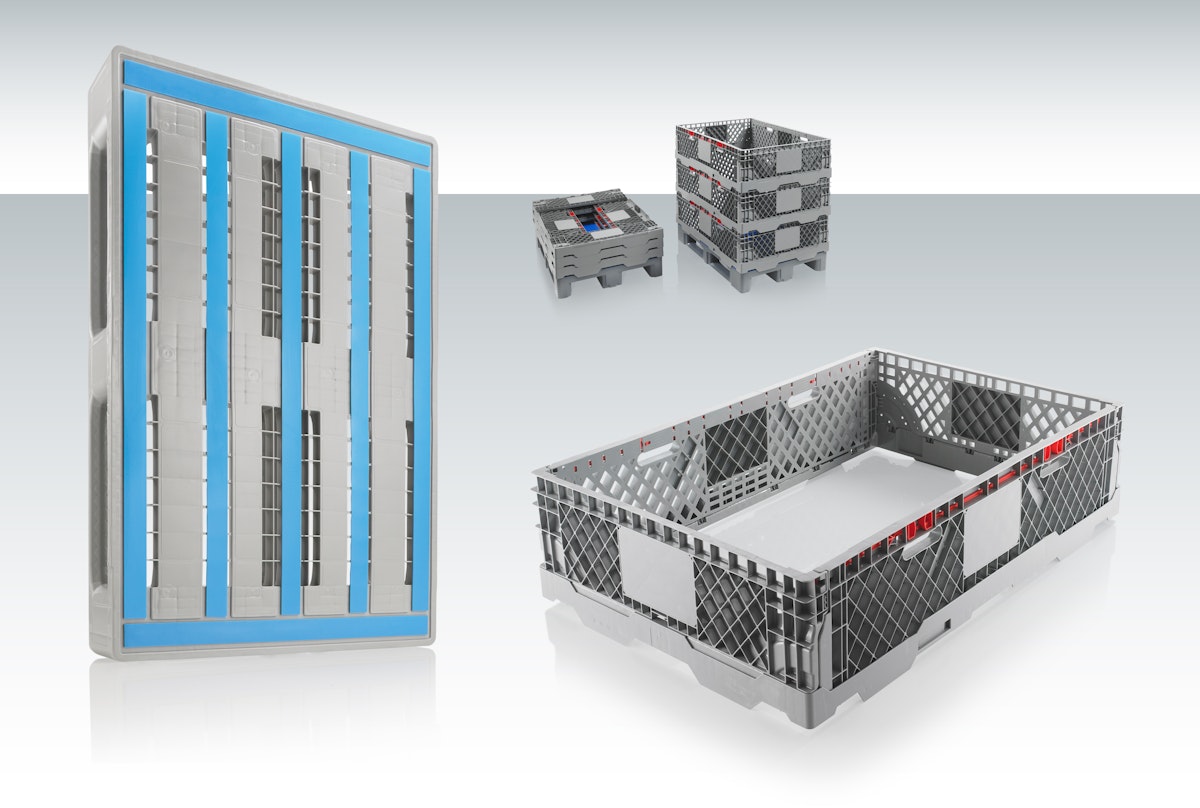 Stabile Einheit: Kunststoffpalette EURO L1 und CC1 Aufsatzrahmen