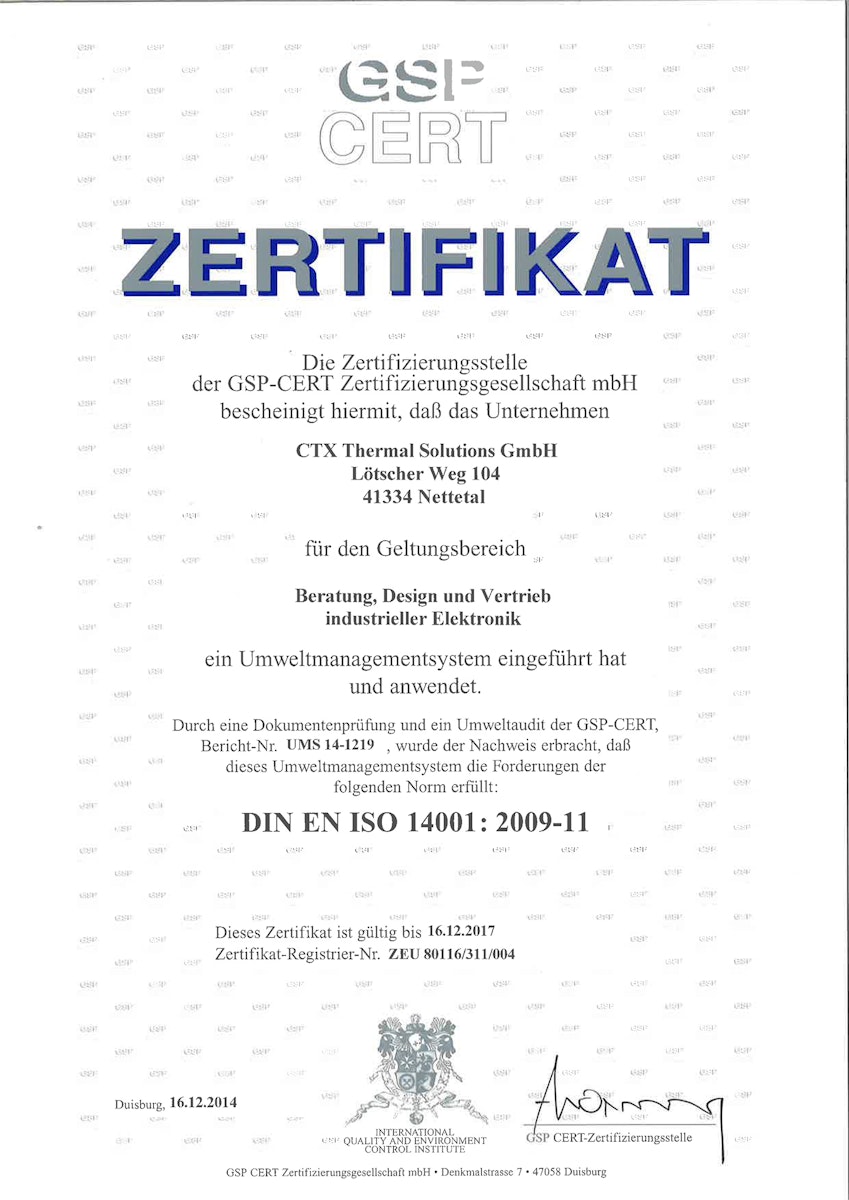 Umweltaudit nach ISO 14001-2009 – CTX erfolgreich rezertifiziert