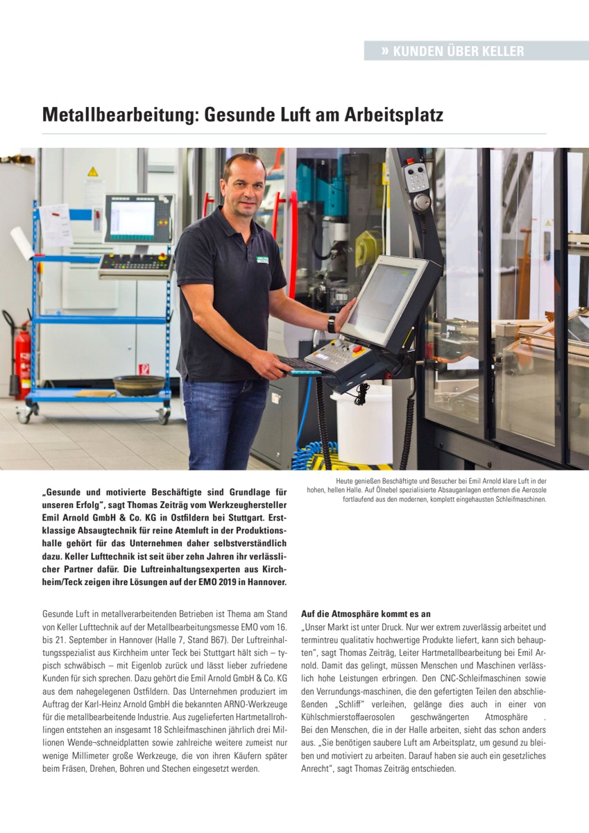 Metallbearbeitung: Gesunde Luft am Arbeitsplatz