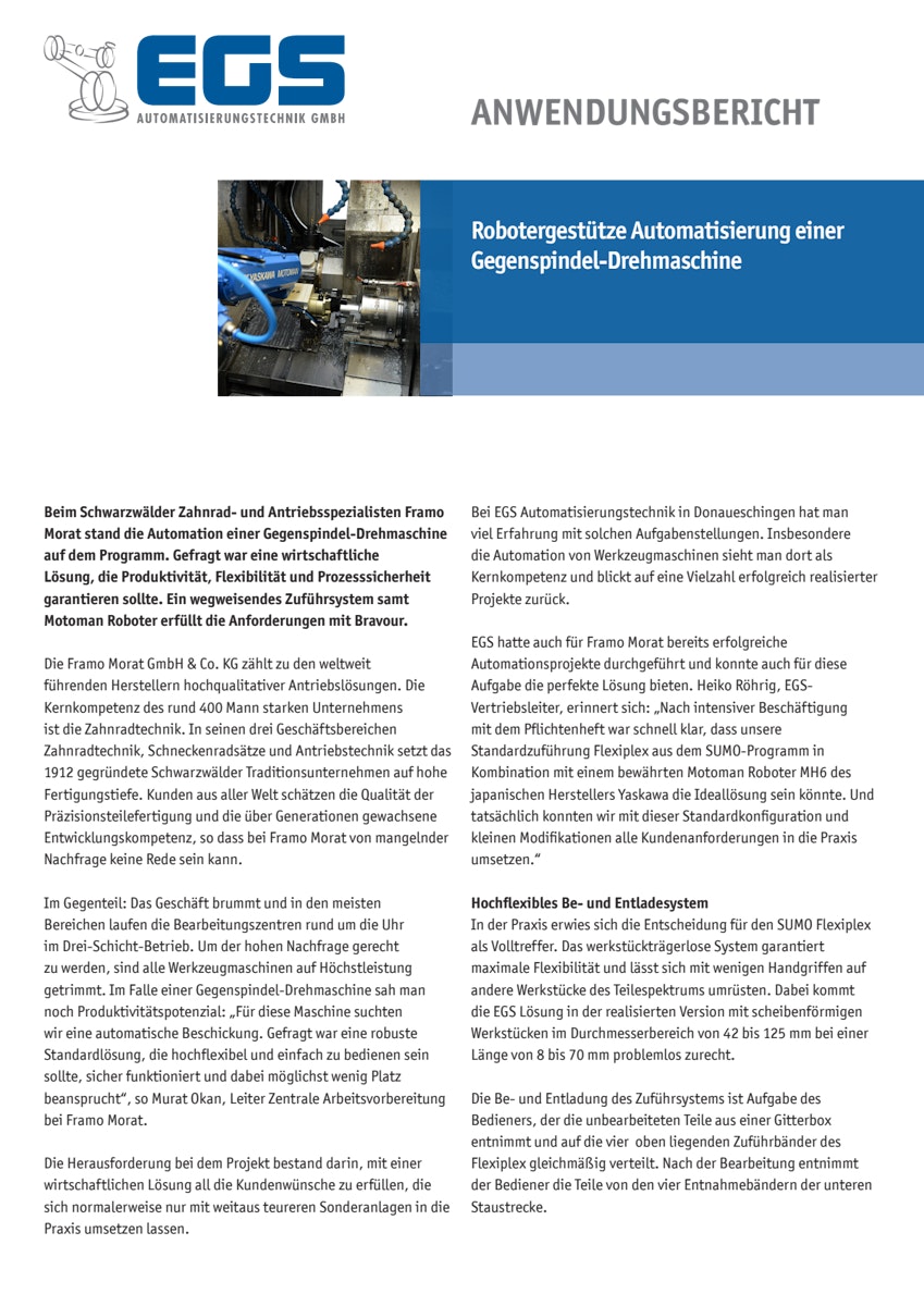 Robotergestütze Automatisierung einer Gegenspindel-Drehmaschine