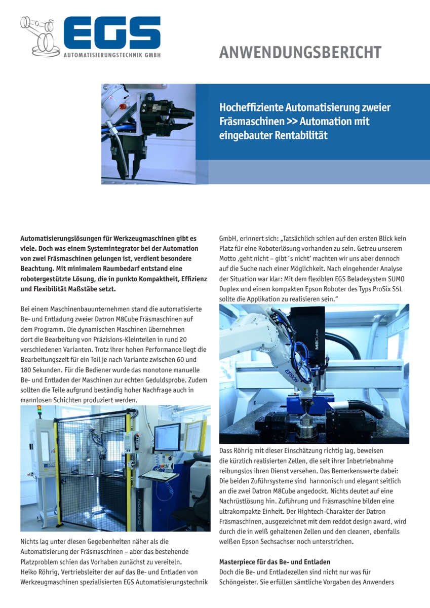 Hocheffiziente Automatisierung zweier Fräsmaschinen >> Automation mit eingebauter Rentabilität
