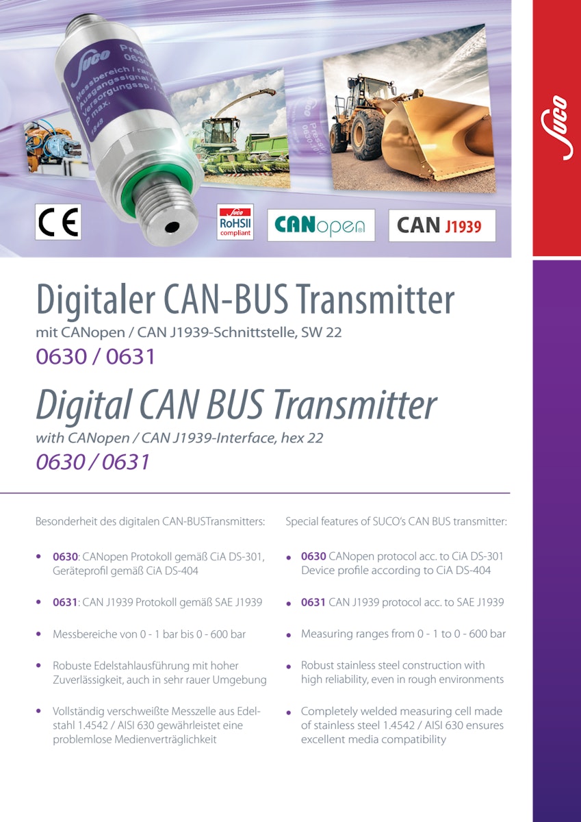 SUCO CAN BUS Drucktransmitter