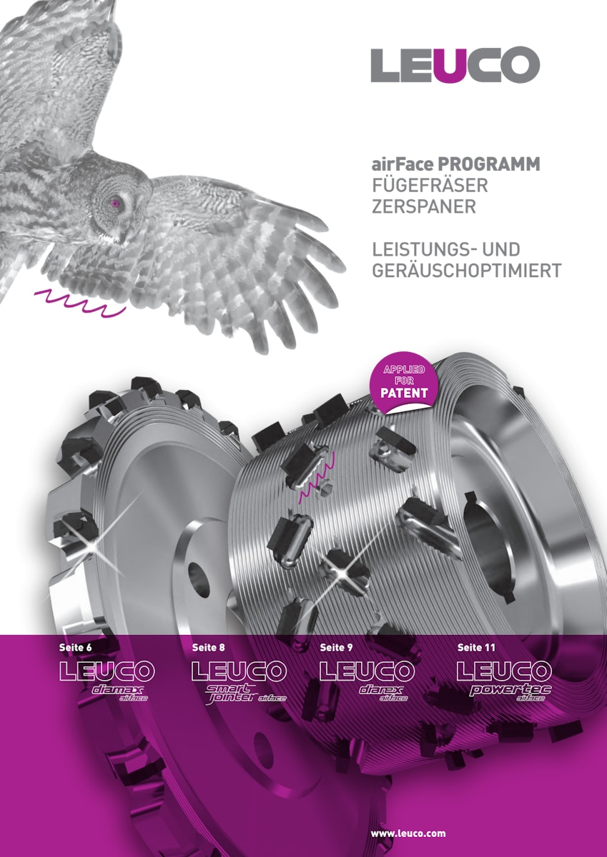 airFace Programm: Fügefräser und Zerspaner. Leistungs- und Geräuschoptimiert