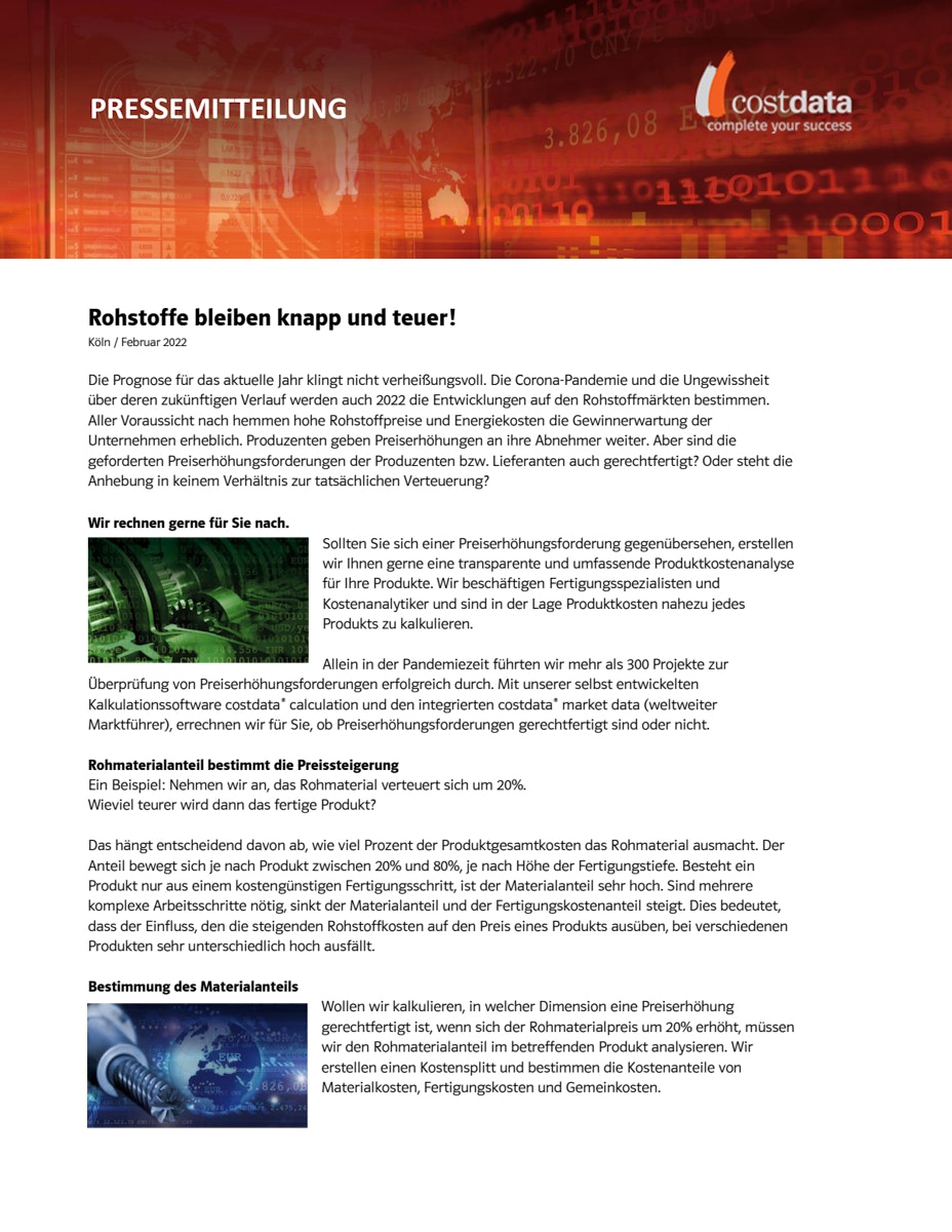 Sind Preiserhöhungsforderungen von Produzenten und Lieferanten gerechtfertigt?