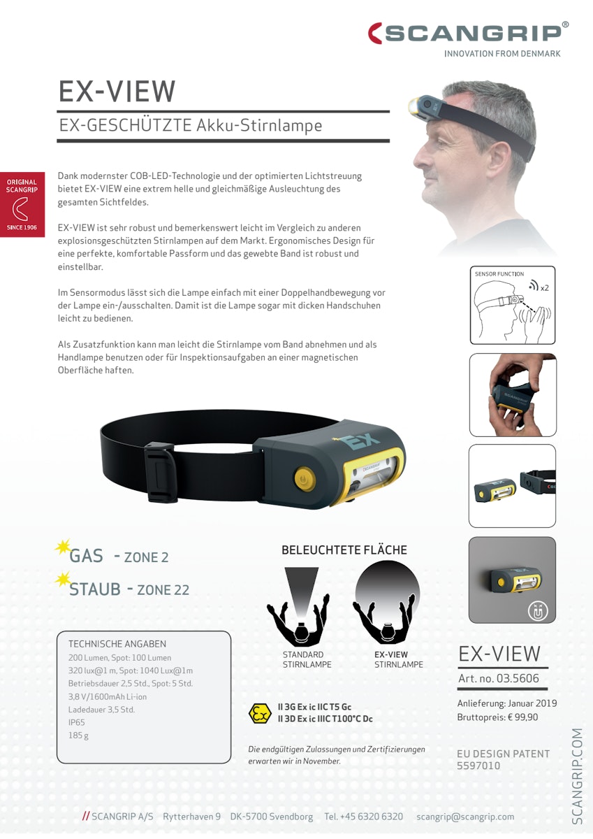 SCANGRIP EX-VIEW – Leichtstirnlampe