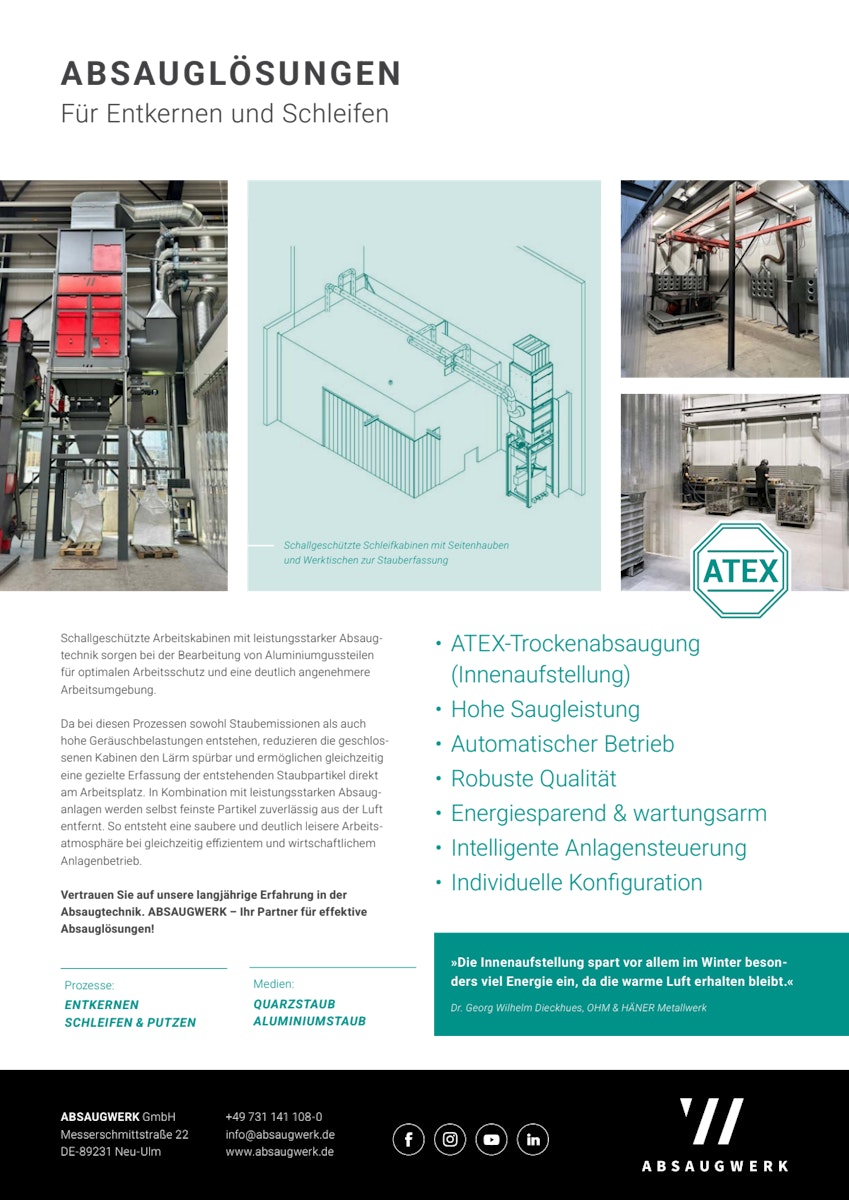 ATEX Entstaubung für den Innenbereich bei der OHM & HÄNER Metallwerk GmbH & Co. KG