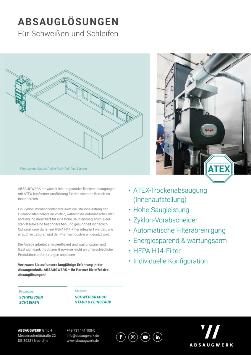 Metallstaubabsaugung für flexible Arbeitsplätze bei der Pié CNC Blechbearbeitung GmbH