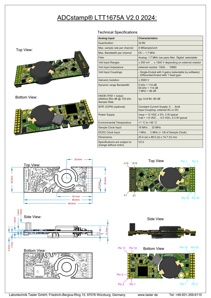 Technische Daten des ADCstamp